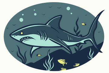 Naklejka premium Ocean Phantom: Marine Predator Vector Art