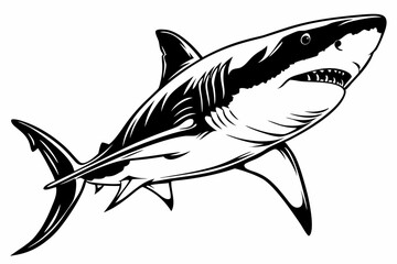 Striking Shadows: Shark Vector in Black and White