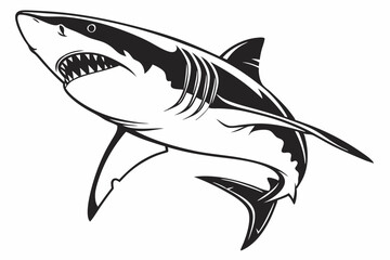 Striking Shadows: Shark Vector in Black and White
