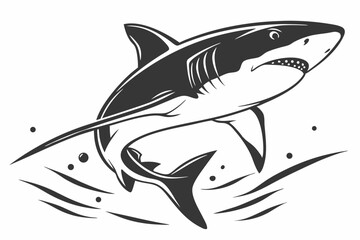 Striking Shadows: Shark Vector in Black and White