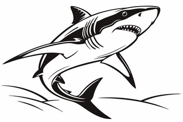 Striking Shadows: Shark Vector in Black and White
