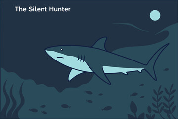 Deep Sea Outline: Shark Silhouette Illustration