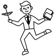 cartoon businessman running