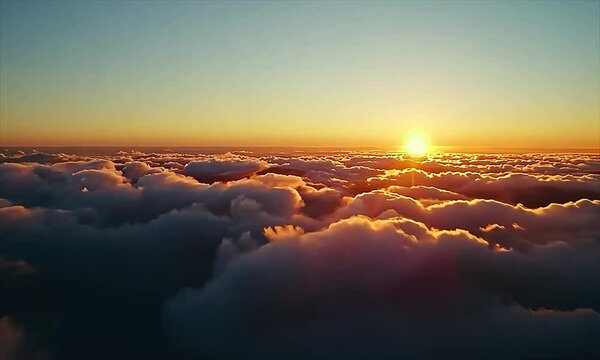 Aerial Sunset View Above the Clouds Golden Hour Photography