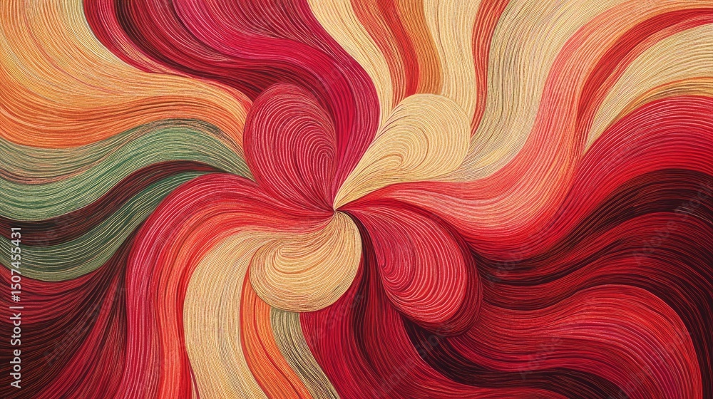 Poster an elegant pattern of swirling lines spreads across a high-resolution canvas. complex linework and r