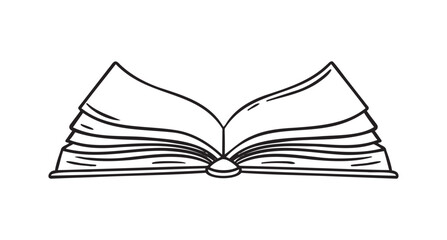 Open library book doodle hand drawn icon. Outline drawing open book line clipart symbol