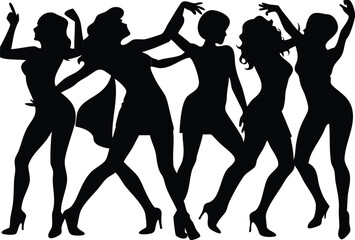 silhouettes of dancing girls