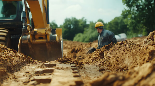 Construction Worker Operating Heavy Machinery
