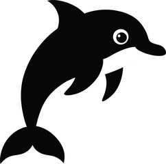 Naklejka premium Dolphin silhouette vector icon – black marine animal clipart on transparent background