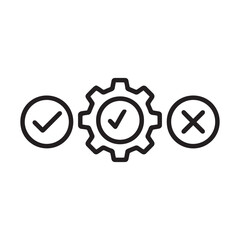 Checkmark and Cross with Gear Settings Icon