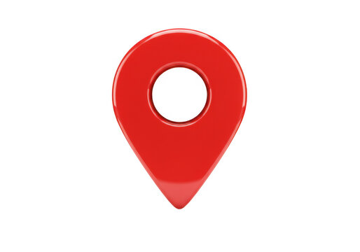 Red map pointer isolated on transparent background