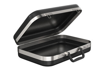Open leather briefcase on white background. Isolated 3D illustration
