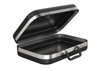 Open leather briefcase on white background. Isolated 3D illustration