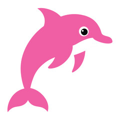 pink dolphin silhouette vector – marine life clipart PNG