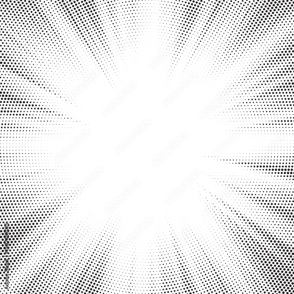 Poster halftone gradient sun rays pattern. abstract halftone vector dots background. monochrome dots patter