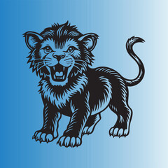 Obraz premium Lion roar illustration vector silhouette logo sticker
