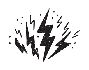 electric lightning or thunder bolt doodle style icon. silhouette lightning clipart symbol