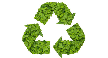 A recycle symbol is formed by leaves that imply growth and sustainability on a black background.