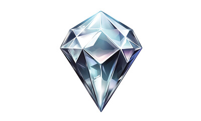 Silver game gemstone, crystal icon isolated on transparent white background, clipping path ,png 