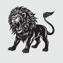 Obraz premium Lion roar illustration vector silhouette logo sticker