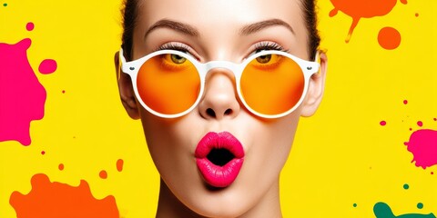 Vibrant Party Celebration Urban Setting Portrait Colorful Background Close-up Joyful Expression