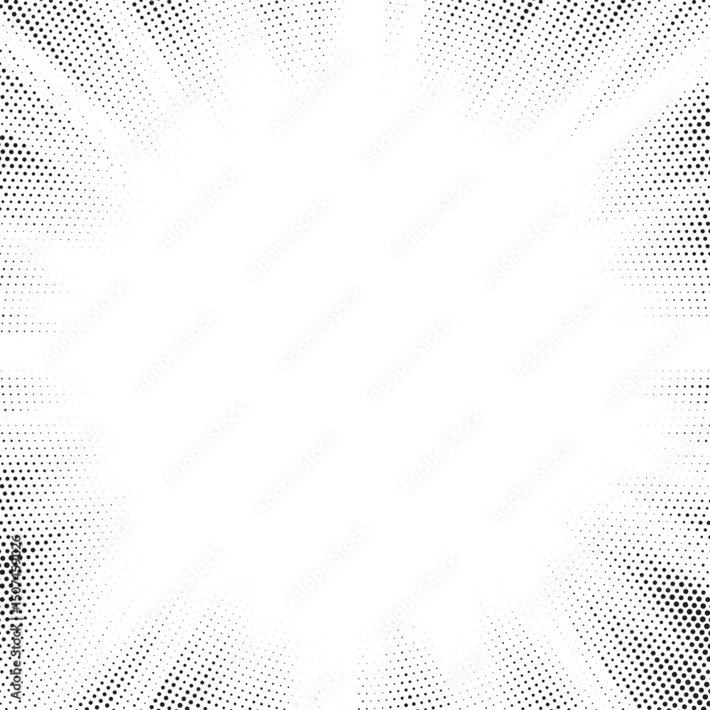 Fototapete Halftone gradient sun rays pattern. Abstract halftone vector dots background. monochrome dots pattern. Vector background in comic book style with sunburst rays and halftone. Retro pop art design.