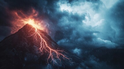 Volcanic Eruption During a Thunderstorm: A Dramatic Natural Phenomenon