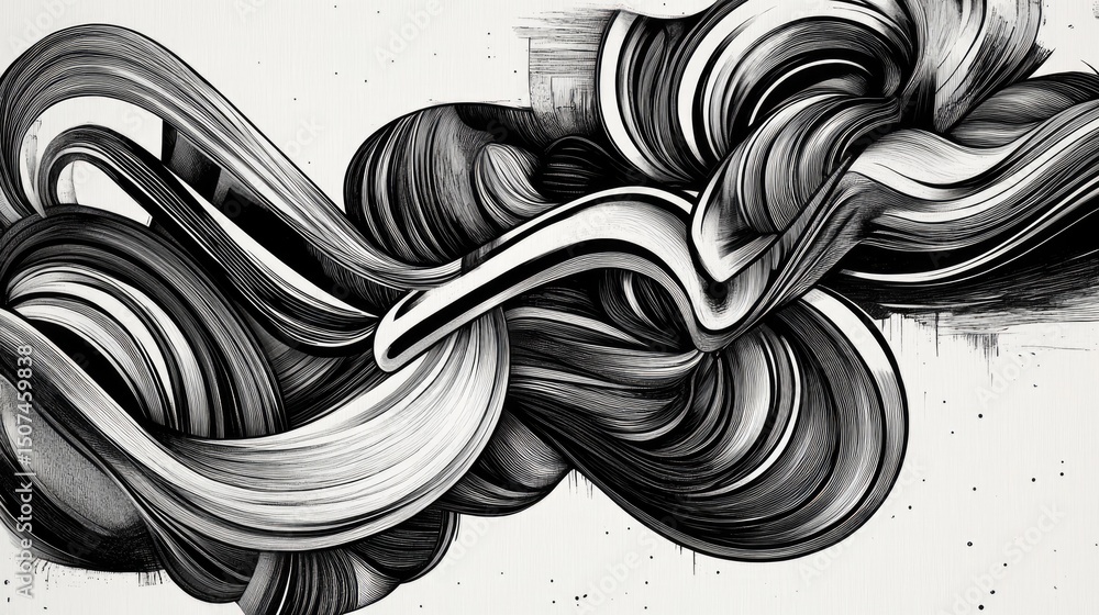 Poster dynamic yet elegant, this abstract line illustration features curling and swirling lines that move i