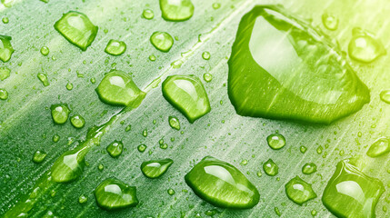 green leaf with drops of water