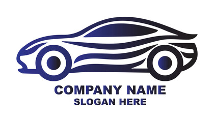 Fototapeta premium Sleek automotive logo template with abstract car silhouette and bold lines for racing or mechanic branding