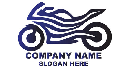 Motorcycle logo design template in stylized silhouette with flowing lines and dynamic form for branding use