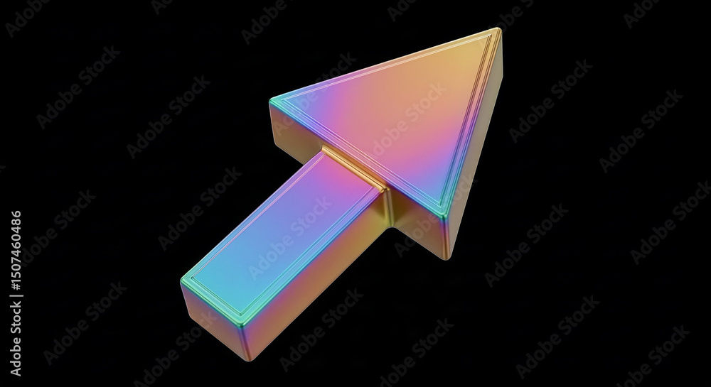 Aufkleber iridescent cursor pointing upwards on black background