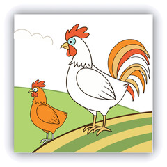 Hen post Ginger design and Chicken farm Advertisement template