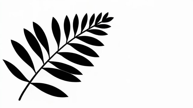 Minimalist Black Silhouette of Fern Branch, Modern Botanical Illustration Design