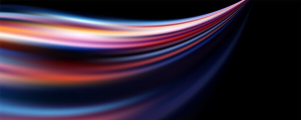 Abstract Blue Line Movement, Abstract Wave Line, Light Technology Background, Copy Space...,