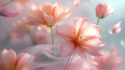 Ethereal Pink Flowers A Dreamlike Floral Illustration