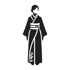 Smooth Kimono silhouette vector artwork – kimono silhouette – kimono vector – kimono illustration – japanese dress silhouette – silhouette of kimono

