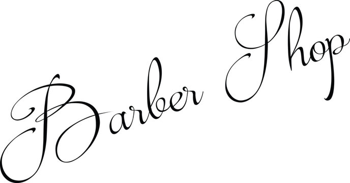 Elegant cursive hand lettering for barber shop sign