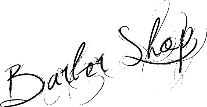 Barber shop sign with elegant hand lettering and flourishes - Powered by Adobe