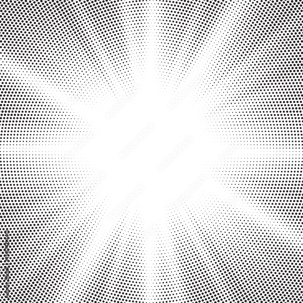 Fototapete halftone gradient sun rays pattern. abstract halftone vector dots background. monochrome dots patter