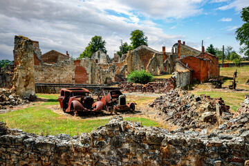 Oradour-sur-Glane, martyred village of Second World War, ruin from June 10, 1944, near Limoges,...