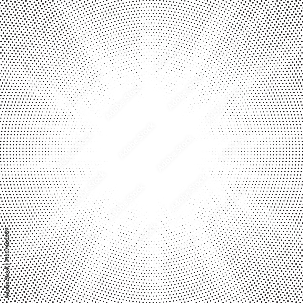 Fototapete Halftone gradient sun rays pattern. Abstract halftone vector dots background. monochrome dots pattern. Vector background in comic book style with sunburst rays and halftone. Retro pop art design.