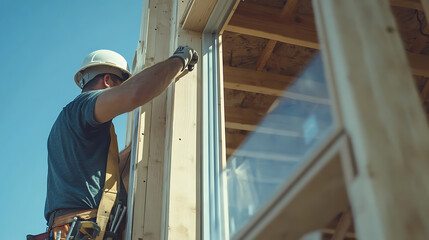 Construction Worker Installing Windows