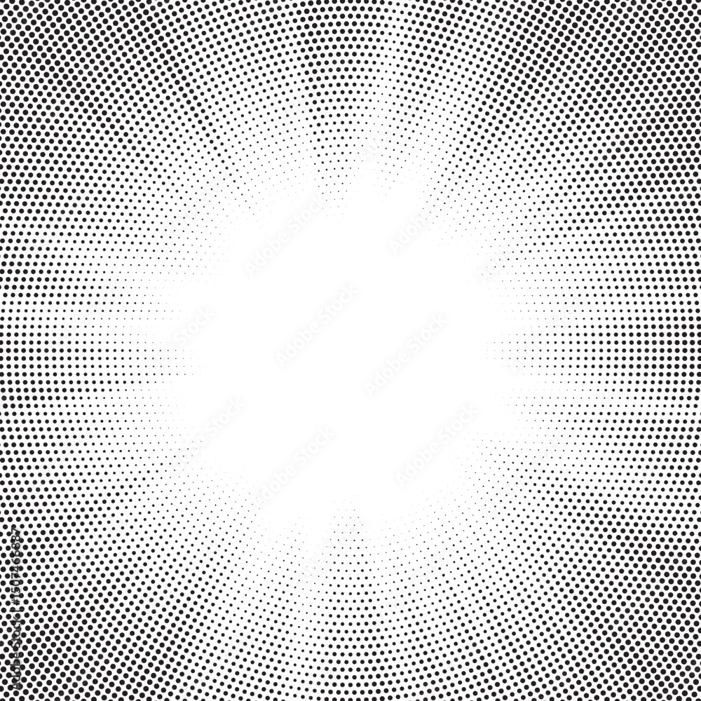 Fototapete halftone gradient sun rays pattern. abstract halftone vector dots background. monochrome dots patter