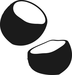 Silhouette of a Coconut Cut in Half A Simple, Elegant Vector Illustration