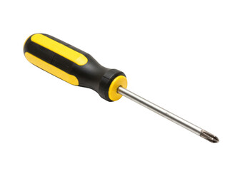 Screwdriver with yellow and black handle isolated on transparent background
