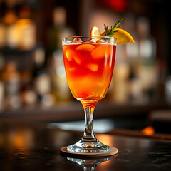 red cocktail with lime