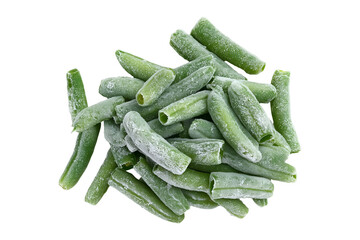 Frozen green beans isolated on transparent or white background, png