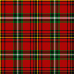 Red, White, Green, Yellow, Black Tartan Weave Pattern - Tile