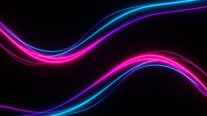 Abstract background of flowing, intertwined neon lines in vibrant pink and blue on a dark surface. Dynamic modern art for energetic event visuals or futuristic tech presentations with motion.